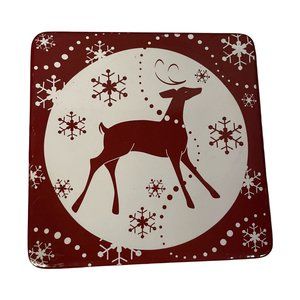 Reindeer Christmas Red White Cork Coaster‎ Hot Mat Trivet Table Mat Square 3.75"
